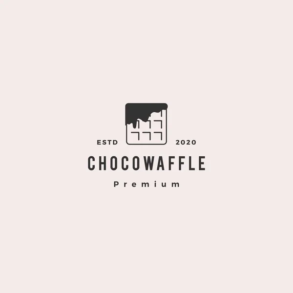 Choco waffle chocolate logo hipster retro vintage vector icon — Stock Vector