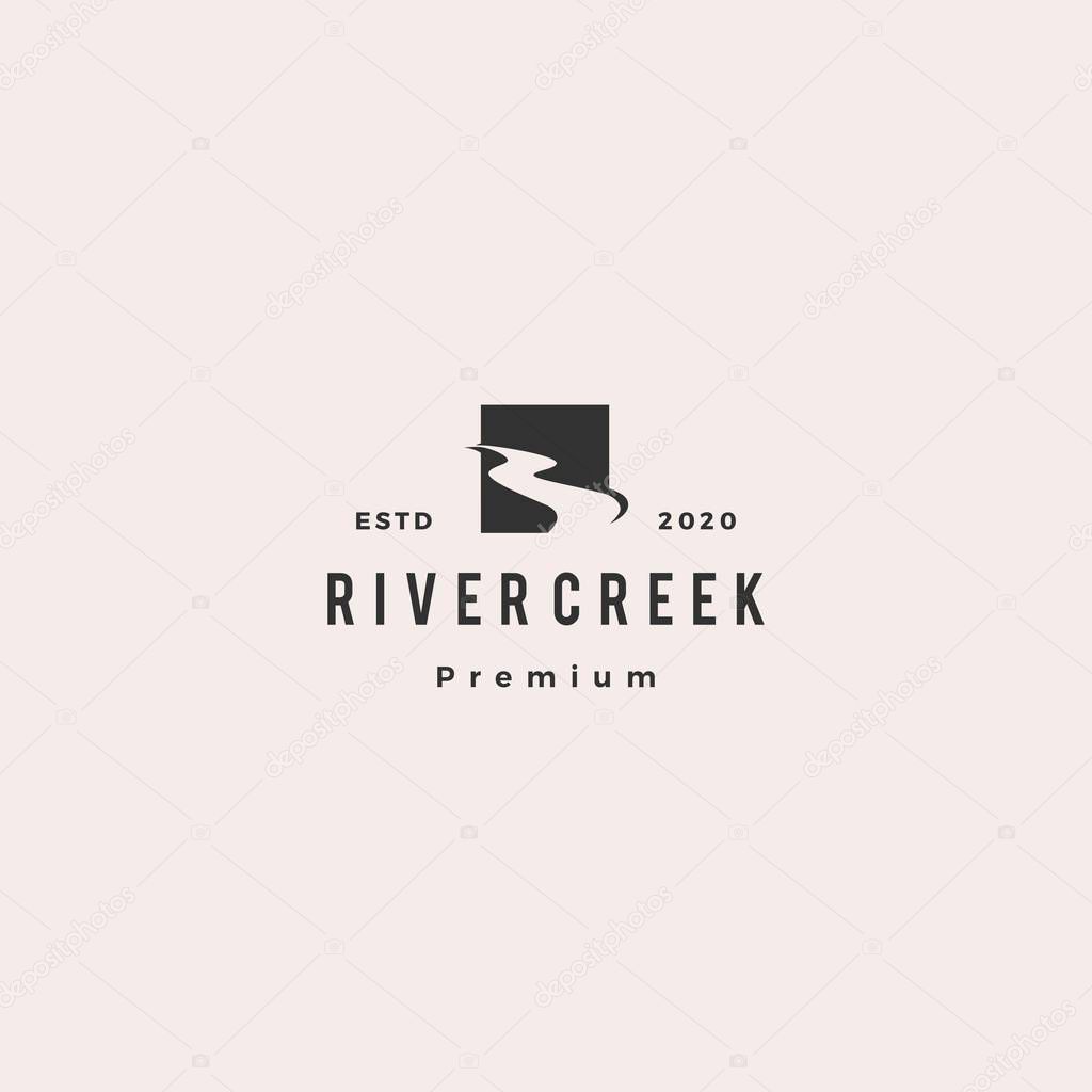 River creek logo hipster retro vintage vector icon illustration