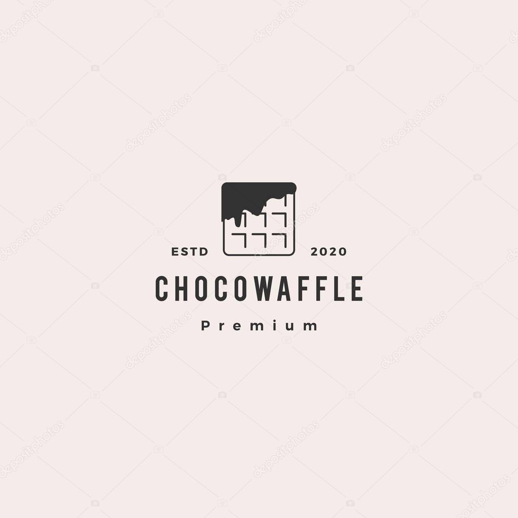 choco waffle chocolate logo hipster retro vintage vector icon