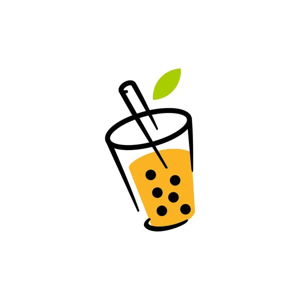 Bolha bebida chá logotipo vetor ícone ilustração —  Vetores de Stock