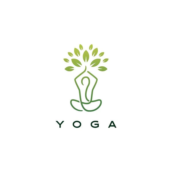 Логотип йоги листя дерева Векторна ілюстрація — стоковий вектор