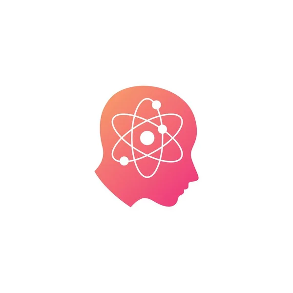 Atom Mensch Kopf Wissenschaft Geist denken Logo Vektor Symbol Illustration — Stockvektor