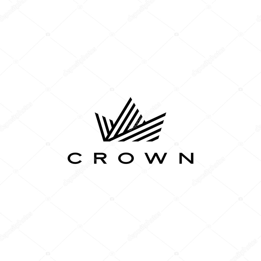 Crown logo vector icon illustration line stripes style