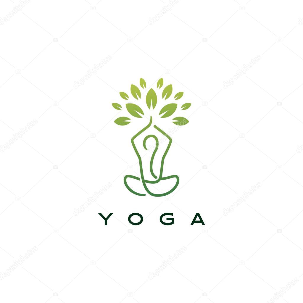 Yoga leaf tree logo vector icon illustration