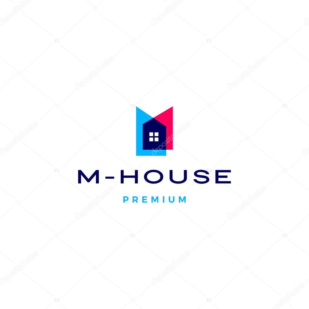 M house logo vector icon illustration in overlapping style