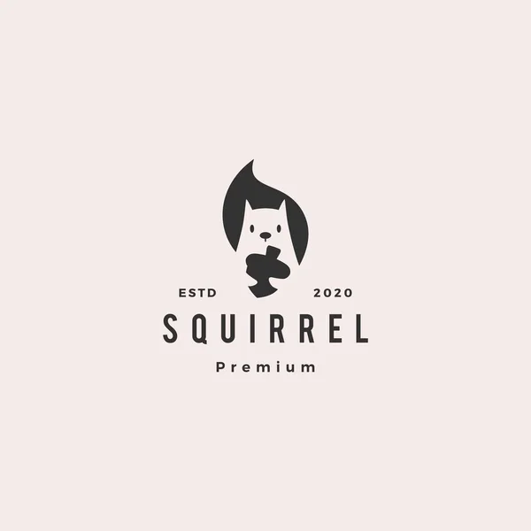 Sincap logosu hipster antika vektör ikonu fındık resimlerini negatif uzayda tutuyor.