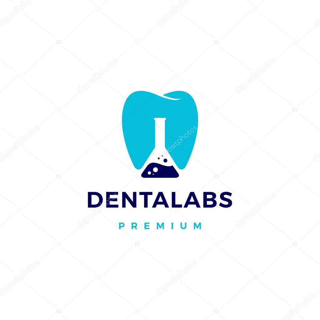 Dental labs logo vector icon illustration in negative space style
