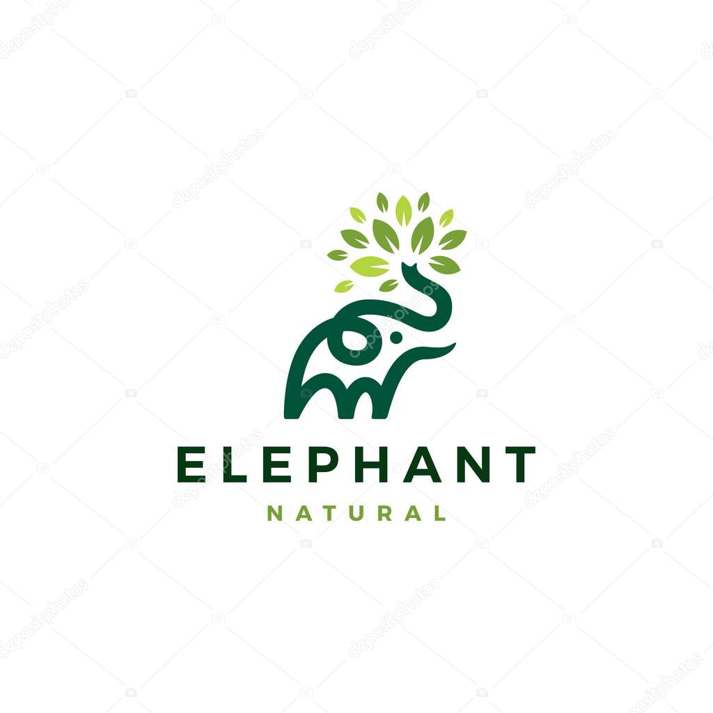 Elephant leaf leaves tree logo vector icon illustration