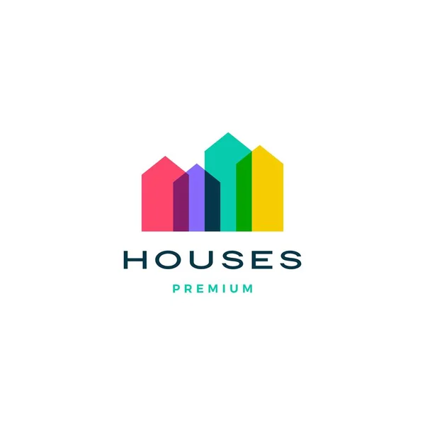 Bunt Haus Hause Hypothek Dach Architekt Logo Vektor Symbol Illustration — Stockvektor