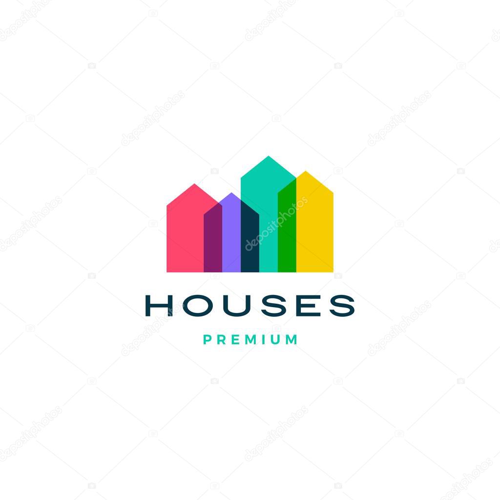Colorful house home mortgage roof architect logo vector icon illustration
