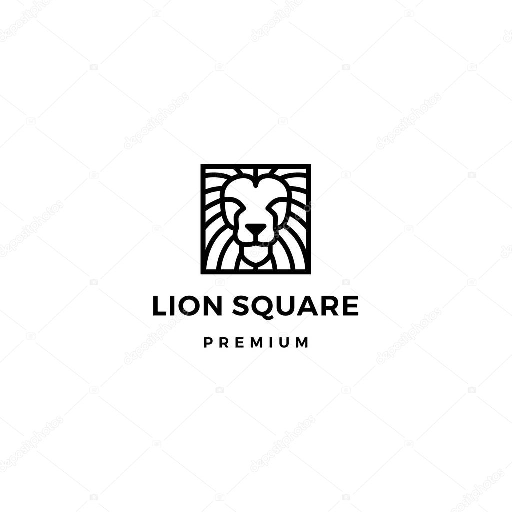 Lion square logo vector icon illustration