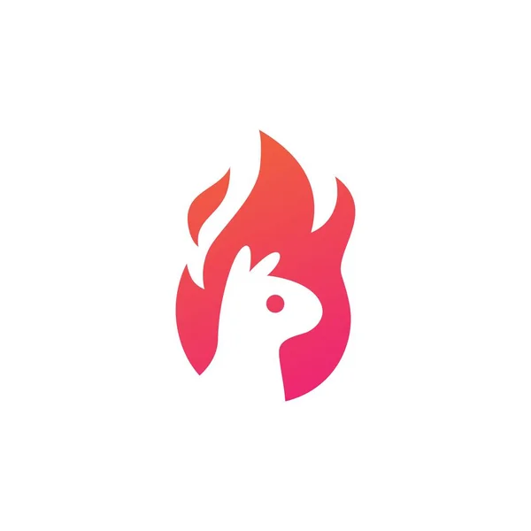 Alpaka Feuer Flamme Logo Vektor Symbol Illustration negativen Raum — Stockvektor
