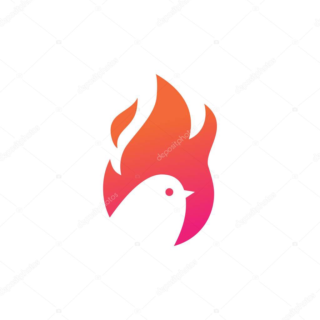 Fire bird logo vector icon illustration negative space