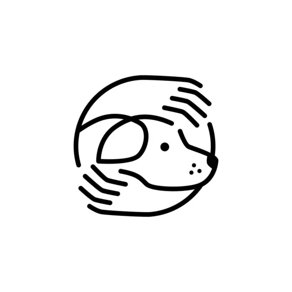 Hond zorg hand knuffels logo vector pictogram illustratie lijn omtrek monoline — Stockvector