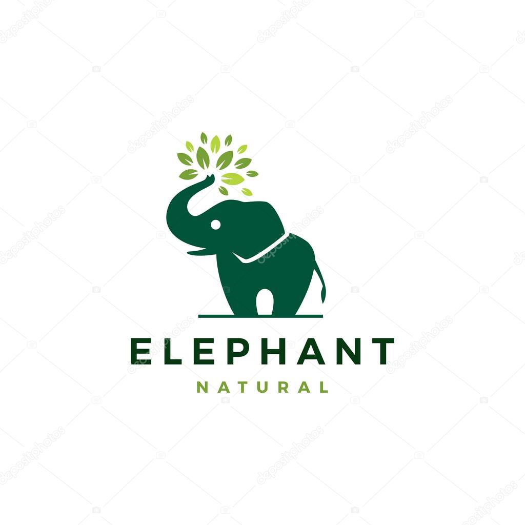 Elephant leaf leaves tree logo vector icon illustration