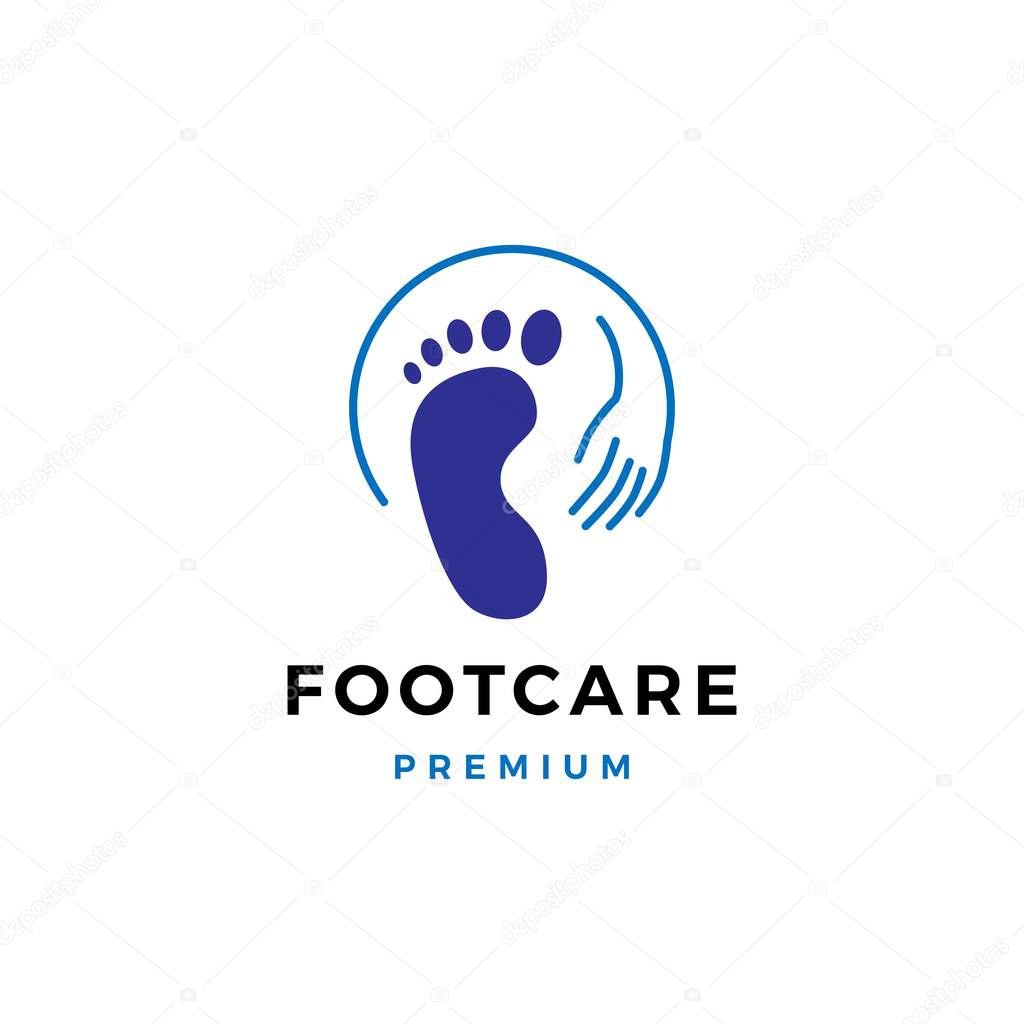 Foot feet podiatric care logo vector icon illustration template