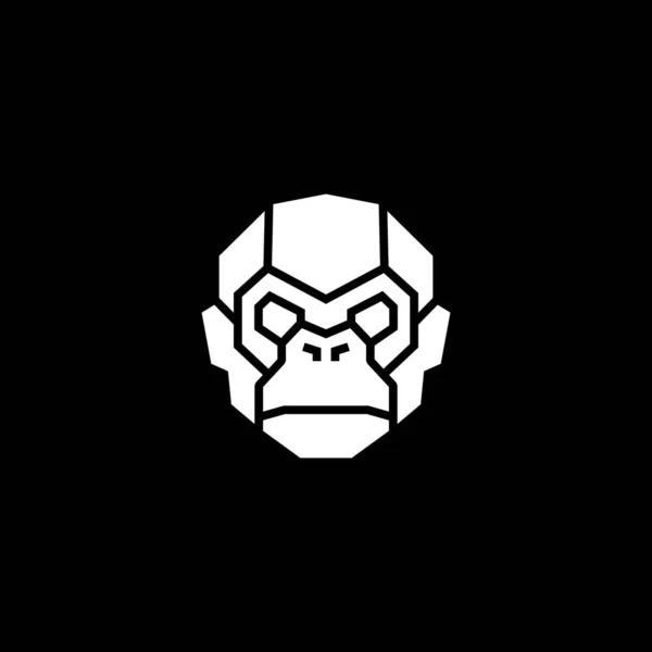 Singe chimpanzé visage tête robot cyborg logo vecteur icône illustration — Image vectorielle