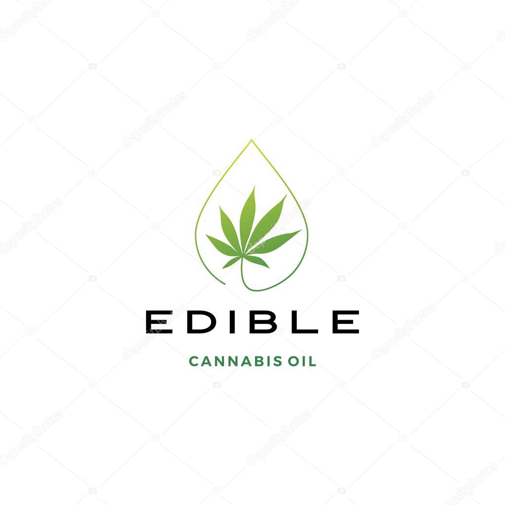 Cannabis oil edible logo vector icon illustration
