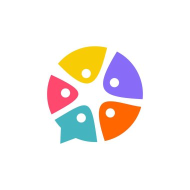 İnsanlar bir arada aile içinde insan birliği sohbet balonu logo vektör simgesi