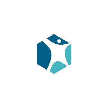 human hexagon hexagonal cube box logo vector icon illustration