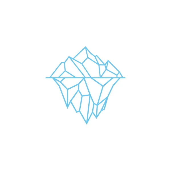 Iceberg logo línea geométrica contorno de la ilustración monolínea — Vector de stock