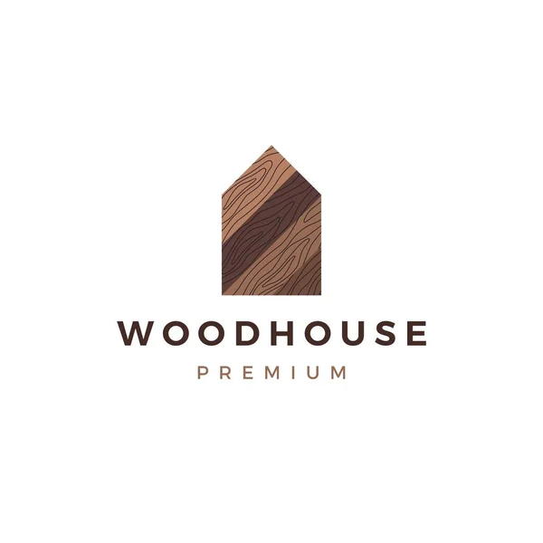 Houten huis houten paneel muur gevel decking wpc vinyl hpl logo vector pictogram illustratie — Stockvector