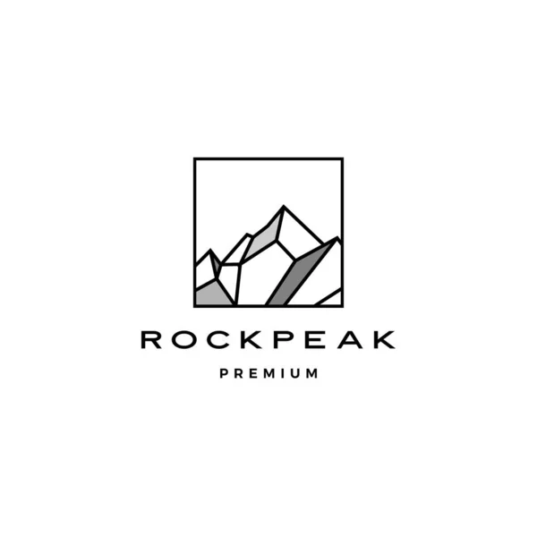 Geométrica Pedra Pedra Montagem Pico Paisagem Rockpeak Duro Quadrado Logotipo —  Vetores de Stock