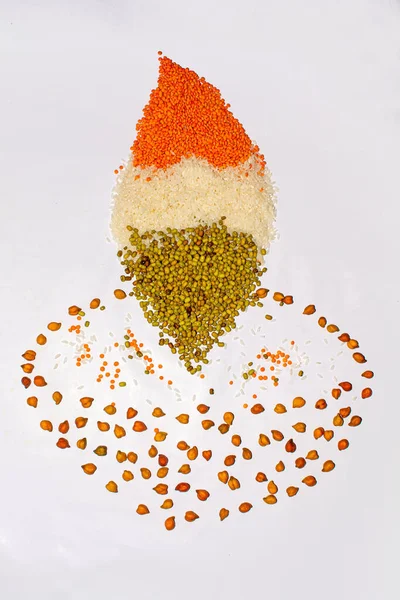 15 August India Independence Day concept, Indian flag are made of grains..