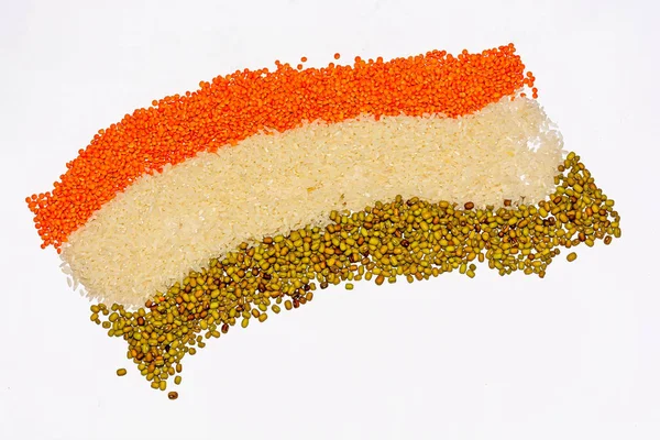 15 August India Independence Day concept, Indian flag are made of grains.