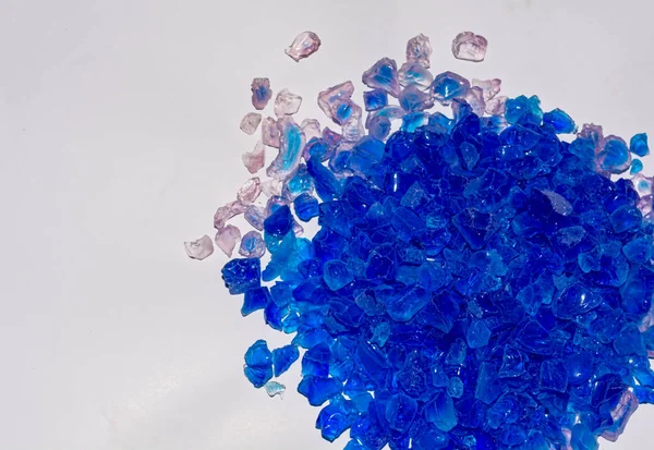 Silica gel crystal granules on white background