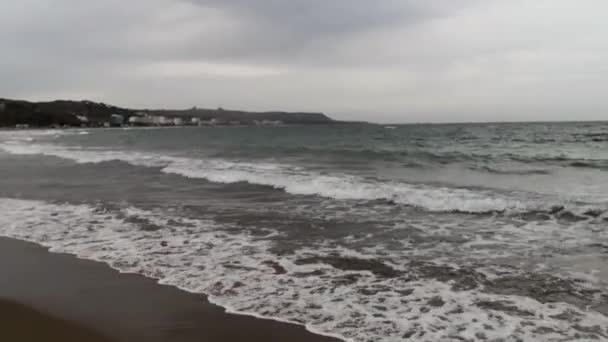 Semester Till Sjöss Vågor Vik Egeiska Havet Rhodos — Stockvideo