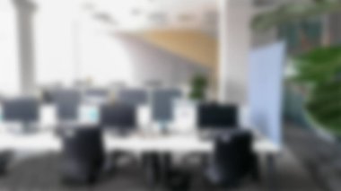 Modern açık uzay ofis arka planının bulanıklığı. IT şirketinin ofisi.