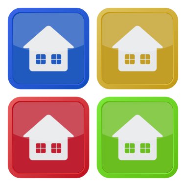 Dört kare simgeler - ev iki pencere ile set