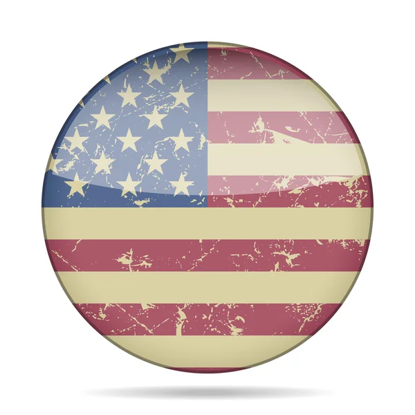 Vintage button flag of USA - grunge style — Stock Vector