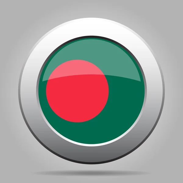 Bouton en métal avec drapeau de Bangladesh — Image vectorielle