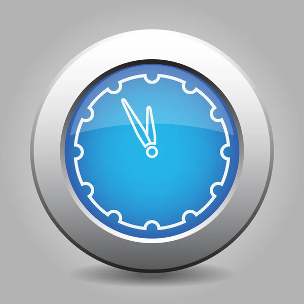 Голубая металлическая кнопка с последними часами — стоковый вектор