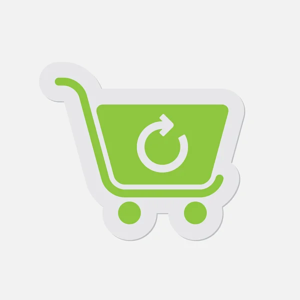 Ícone verde simples - atualização carrinho de compras — Vetor de Stock