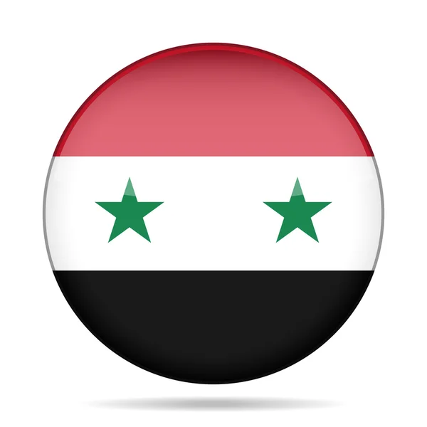 Flagge Syriens. glänzender runder Knopf. — Stockvektor