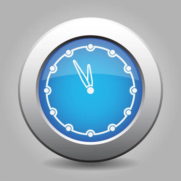 Blauer Metallic-Knopf, weißes Last-Minute-Uhrensymbol — Stockvektor