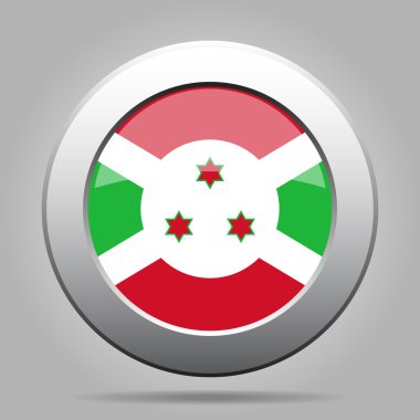 Burundi bayrağı. Parlak metal gri yuvarlak düğmesi.