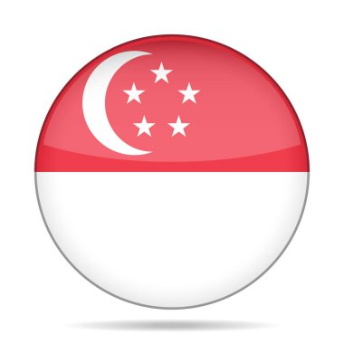Singapur bayrağı. Parlak yuvarlak düğmesi.