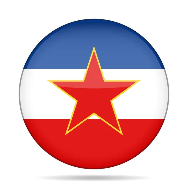 Flaga Jugosławii. Błyszczący okrągły przycisk. — Wektor stockowy