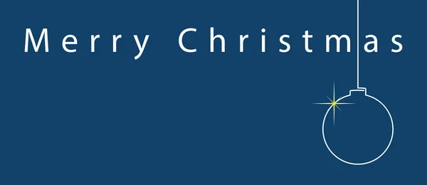 Einfache blaue Weihnachtskarte - weißer Text und Kugel — Stockvektor