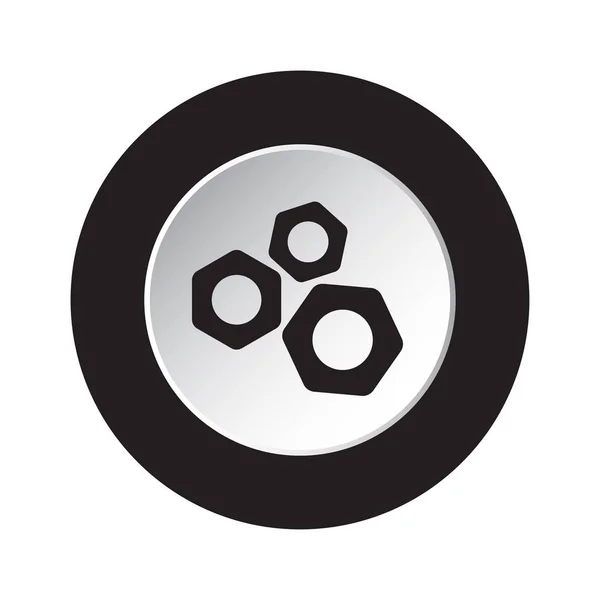 Round black and white button - three nuts icon — Stock Vector