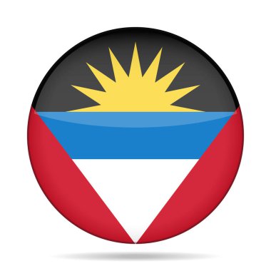 Antigua ve Barbuda bayrağı. Parlak yuvarlak düğmesi.