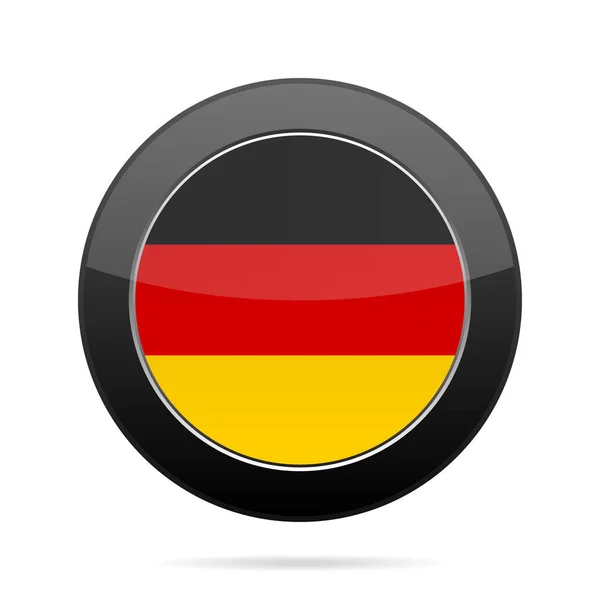 ドイツの旗。光沢のある黒い丸いボタン. — ストックベクタ