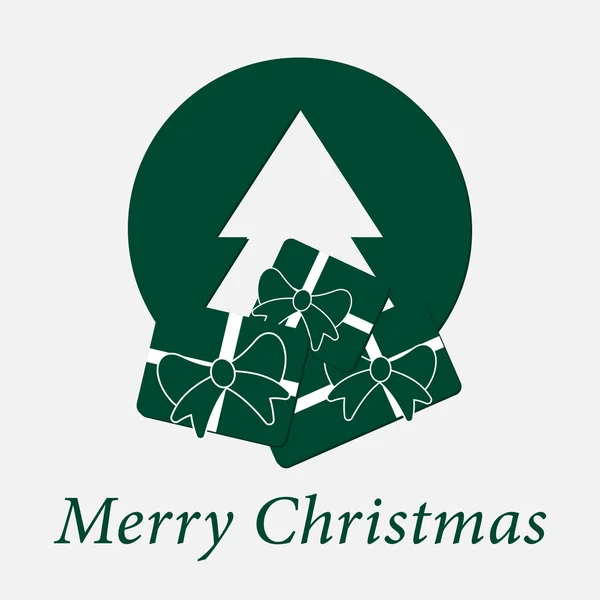 Vœux verts avec texte - sapin de Noël et cadeaux — Image vectorielle
