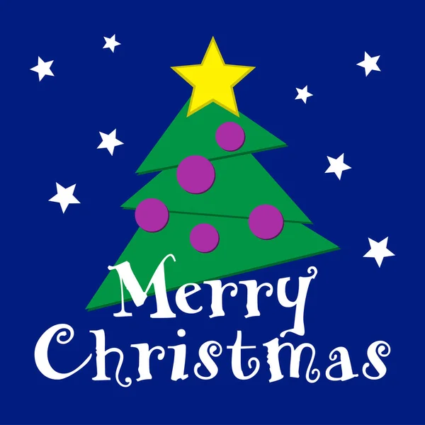 Los deseos de Navidad - el árbol verde con la estrella amarilla — Archivo Imágenes Vectoriales