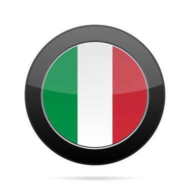 İtalya bayrağı. Parlak siyah yuvarlak düğmesi.