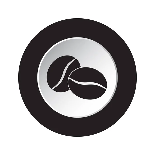 Rotondo nero, pulsante bianco - due chicchi di caffè icona — Vettoriale Stock